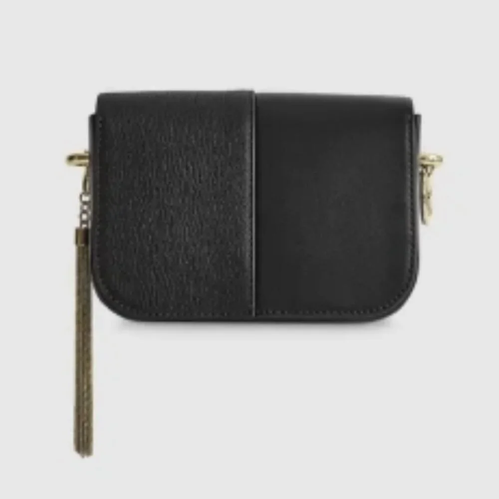 REISS Jessie Leather Cross Body Bag with Tassel Detail – Black (NWOT)